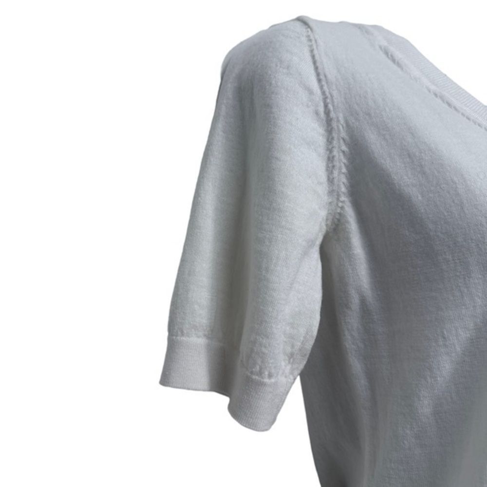 SuiStudio Merino wool short sleeves crewneck sweater L feminine minimalist - Picture 8 of 9